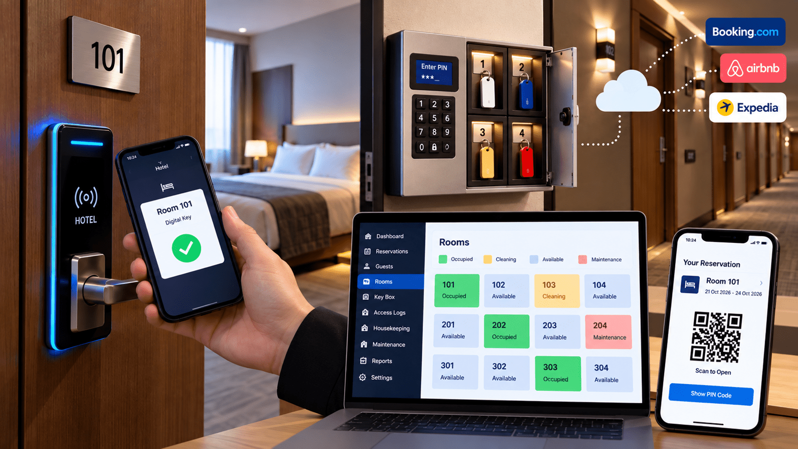 Hotel room access and housekeeping system by AR HOLDING