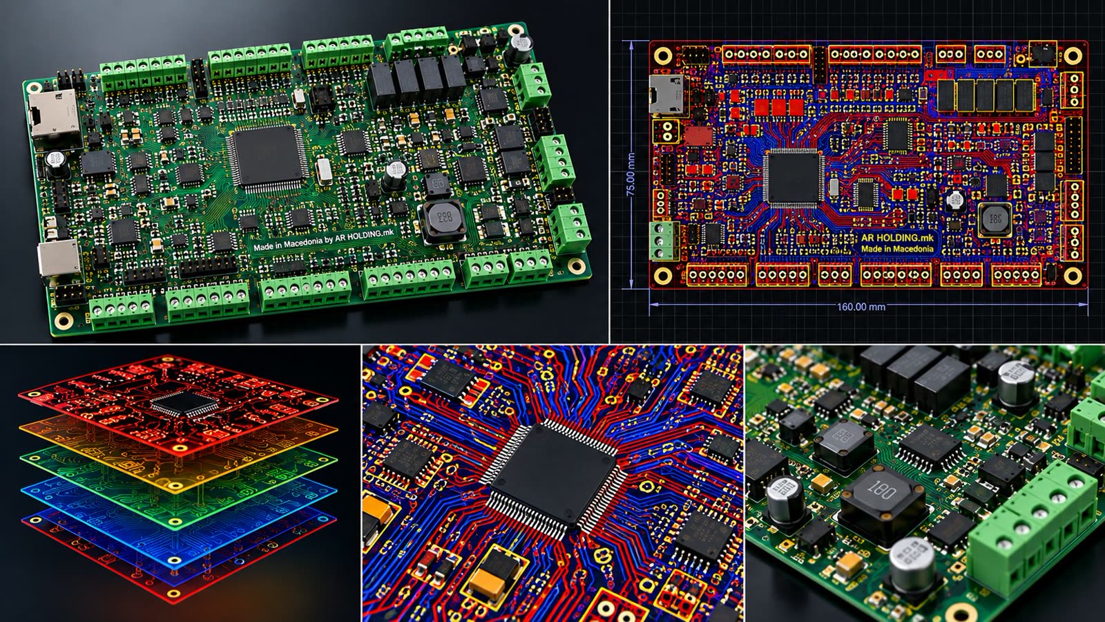 PCB design and manufacturing by AR HOLDING: assembled board, layout, layers and routing